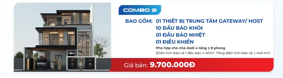 Combo báo cháy nhanh cho hộ kinh doanh  4 tầng dưới 8 phòng