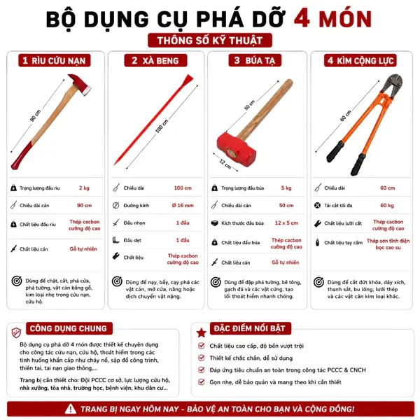Bộ dụng cụ phá dỡ cứu nạn-Combo 4 món